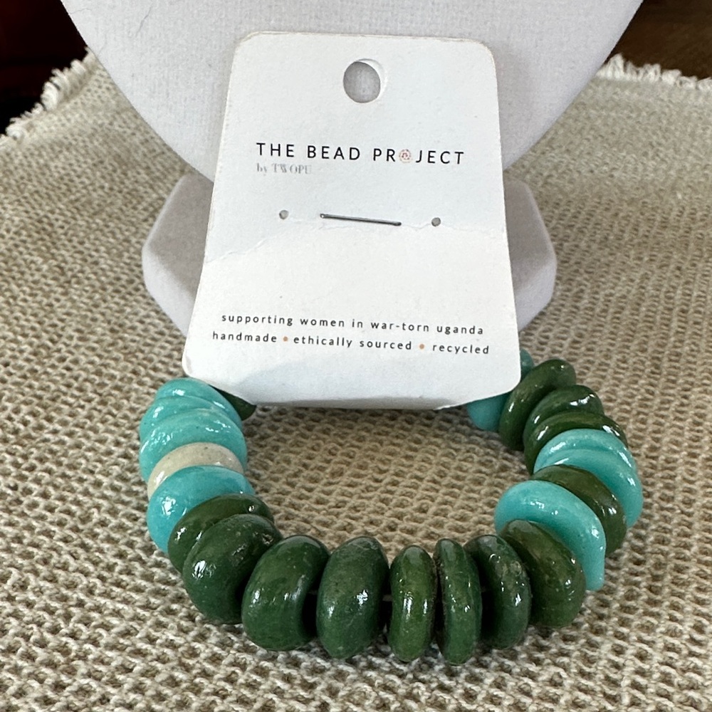 Recycled Turquoise and Green Bracelet